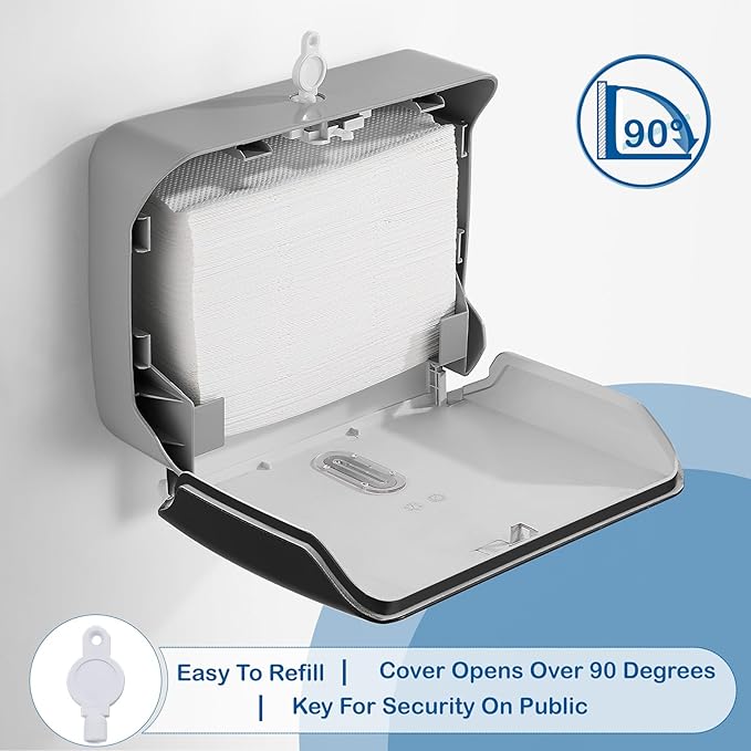 Paper Towel Holder Dispenser Wall Mount,Multifold/Trifold/C Fold Hand Towel Dispenser,Commercial Paper Towel Dispenser for Bathroom Tissue Dispenser,Large Capacity 200 Sheets