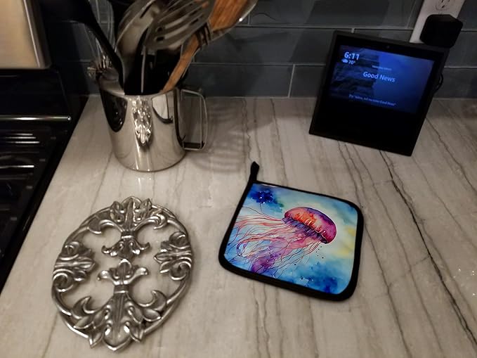 Caroline's Treasures Jellyfish Pair of Pot Holders Kitchen Heat Resistant Pot Holders Sets Oven Hot Pads for Cooking Baking BBQ, 7 1/2 x 7 1/2