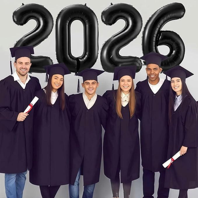Black 2026 Balloons, 40 Inch 2026 Number Balloon Foil New Year Balloon Numbers for New Years Eve Party Graduation Party Decoration