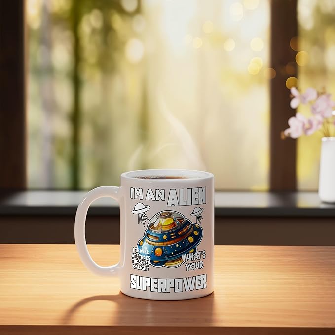 I'm An Alien I Travel Speed Of Light Space Apparel Ceramic Mug, White