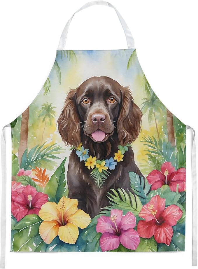 Caroline's Treasures Boykin Spaniel Luau Apron Cooking Kitchen Server Baking Crafts Gardening for Adult Women Men, Unisex, Large, Multicolor