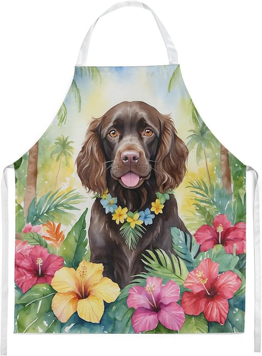 Caroline's Treasures Boykin Spaniel Luau Apron Cooking Kitchen Server Baking Crafts Gardening for Adult Women Men, Unisex, Large, Multicolor