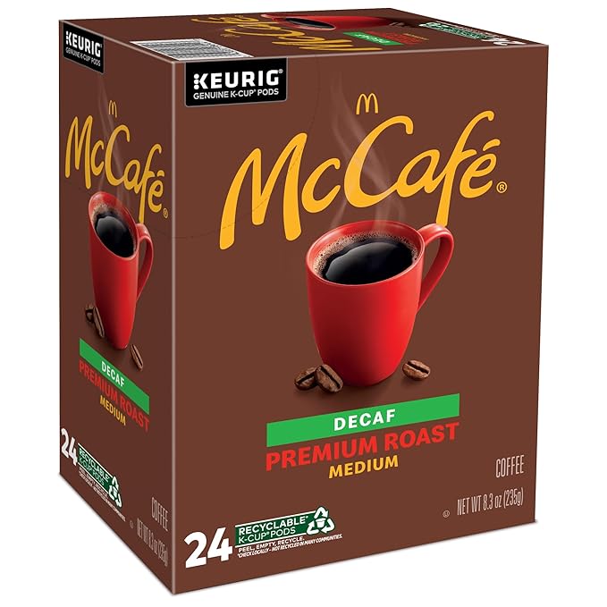 McCafe Premium Roast Decaf Coffee, Single Serve Keurig K-Cup Pods, Decaffeinated, 96 Count (4 Packs of 24)