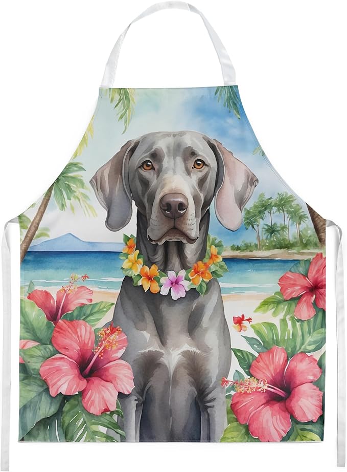 Caroline's Treasures Weimaraner Luau Apron Cooking Kitchen Server Baking Crafts Gardening for Adult Women Men, Unisex, Large, Multicolor