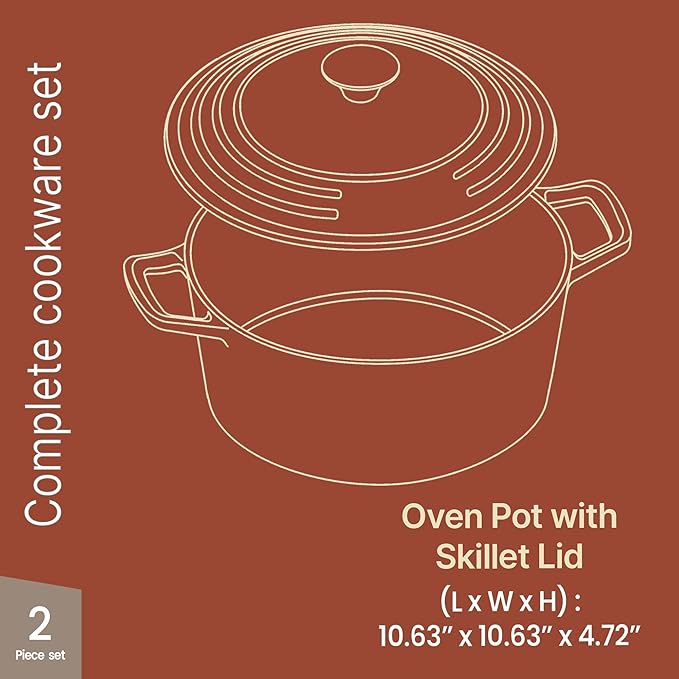 Bakken Enameled Cast Iron Dutch Oven Pot, 6QT Dutch Oven for Bread Baking, Braising & Roasting, Kitchen & Campfire Cooking, Moisture-Locking Lid, Oven Safe Up To 500°F, Works on All Cooktops, Teal