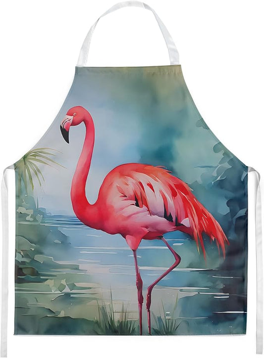 Caroline's Treasures Flamingo Apron Cooking Kitchen Server Baking Crafts Gardening for Adult Women Men, Unisex, Large, Multicolor