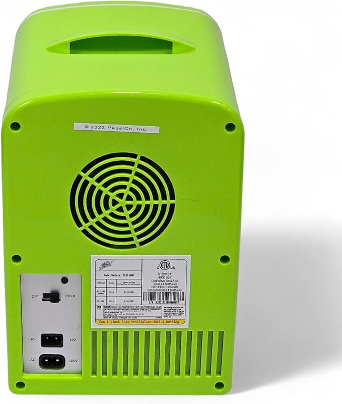 CURTIS Mountain Dew MIS134MD, Mini Portable Compact Personal Fridge Cooler, 4 Liter Capacity Chills Six 12 oz Cans, 100% Freon-Free & Eco Friendly, Lime