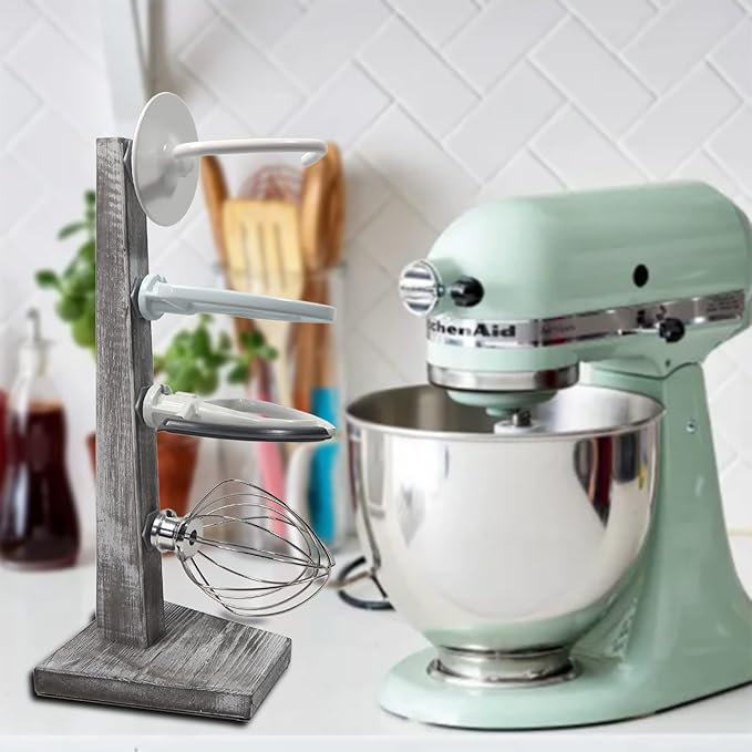 Wooden Stand Mixer Attachment Holders, Compatible with Kitchenaid Mixer Attachments Kitchen Accessory Organizer for Dough Hook, Replacement Part 4 Pack Accessory Holder Organizer, Storage