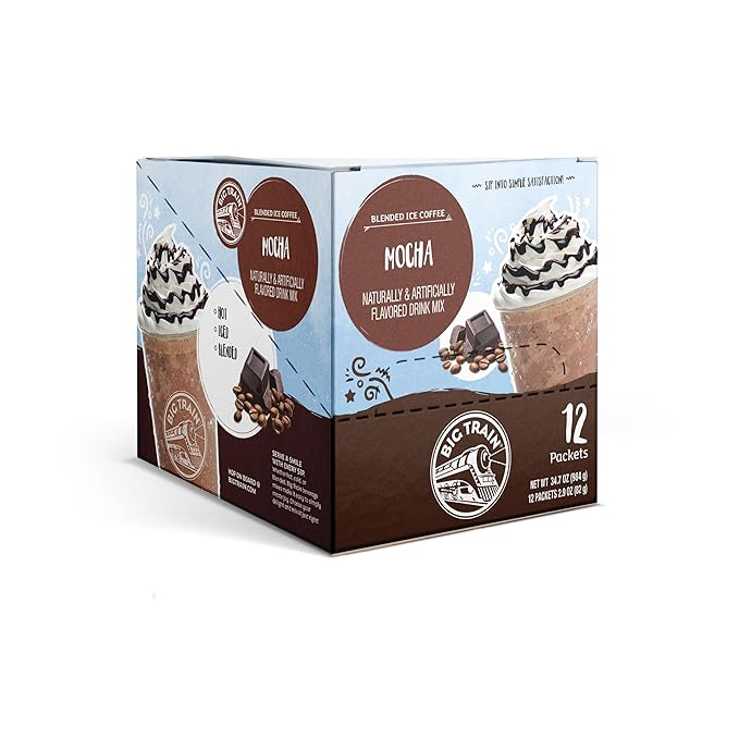 Big Train Mocha Blended Iced Coffee Beverage Mix, 2.9 oz Packets (Pack of 12)