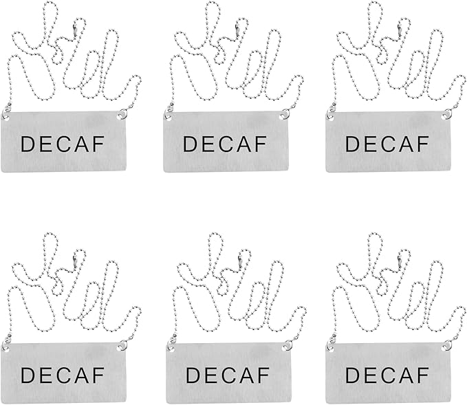 Restaurantware 26 Inches Chafer Urn Chain and 3.5 x 1.6 Inch "Decaf" Label - 12 Count - Met Lux Stainless Steel Chafing Dish Accessory, Durable, Easy to Use - Label for Catering, Buffet