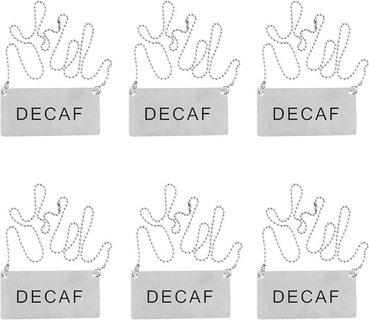 Restaurantware 26 Inches Chafer Urn Chain and 3.5 x 1.6 Inch "Decaf" Label - 12 Count - Met Lux Stainless Steel Chafing Dish Accessory, Durable, Easy to Use - Label for Catering, Buffet