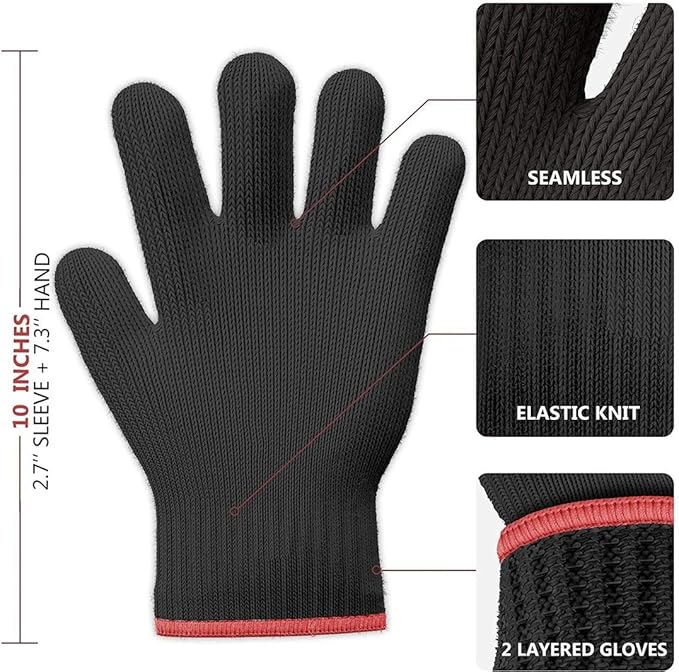 Killer's Instinct Outdoors 1 Pair Heat Resistant Gloves Oven Gloves Heat Resistant with Fingers Gloves Double Oven Mitt Set