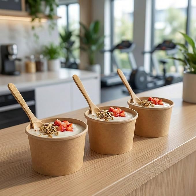 Coppetta 4 Ounce Dessert Cups, 200 Disposable Ice Cream Cups - Lids Sold Separately, Heavy-Duty, Kraft Paper Frozen Yogurt Bowls, For Hot And Cold Foods, Perfect For Gelato Or Mousse - Restaurantware