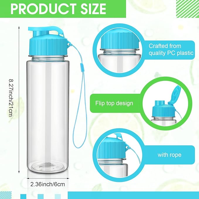 Maxcheck 30 Pieces Water Bottle Bulk 17 oz Plastic Sports Water Bottles Bulk with Handle Strap Lightweight Leakproof Drink Flip Top for Adults Fit Gym(Classic Style,Blue,Pink,Yellow,Rose Red,Green)