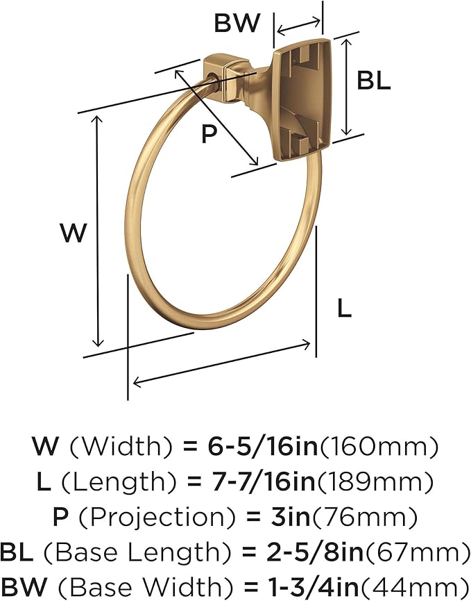 Amerock BH36012 Highland Ridge 7-7/16" Wall Mounted Towel Ring - Champagne Bronze