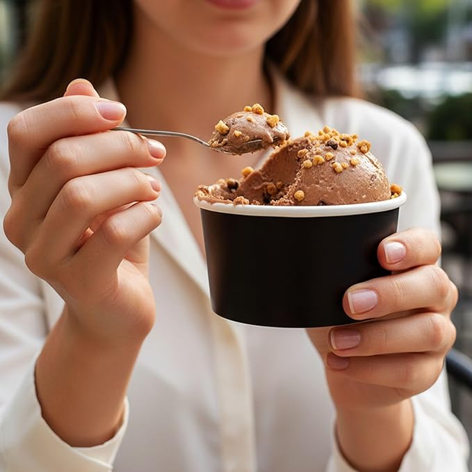 Coppetta 3 Ounce Paper Cups, 200 Durable To Go Cups - Lids Sold Separately, Disposable, Black Paper Dessert Cups, Freezable, For Cafes And Restaurants - Restaurantware
