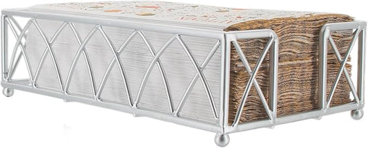 Boston International Paper Napkin Holder Caddy Dispenser for Kitchen Dining Buffet & Bar Countertops, 9" x 5.25" (Fits Guest Towel Size), Silver Arch