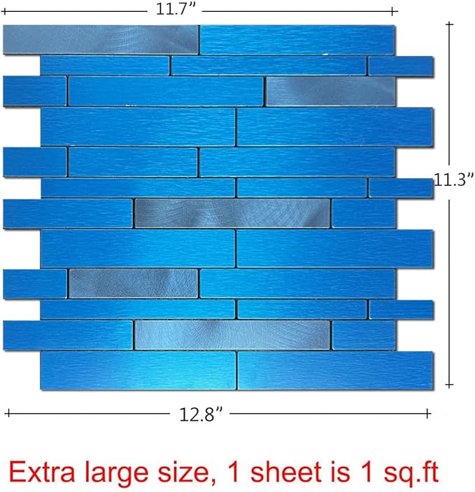 weimeisc 10 Sheets Peel and Stick Backsplash Tile for Kitchen, Self-Adhesive Mosaic Tile, Stick on Bathroom Vanities，Fireplace Décor, Laundry Table (Brushed Blue+Frosted Blue)