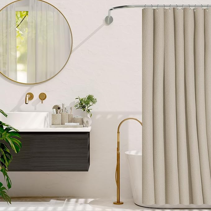 Clara Clark Beige Bathroom Set - Bathroom Sets with Shower Curtain and Rugs, 21PC Bathroom Accessory Set, Shower Curtain Set with Soap Dispenser & Toothbrush Holder