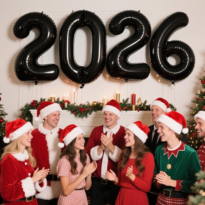 2026 Black Foil Numbers Balloons(40 Inch) Happy New Years Eve Party Supplies 2026 New Year Graduation Balloons Decorations 20 26 Signs Props Birthday Anniversary Wedding Festival Ornament Decor