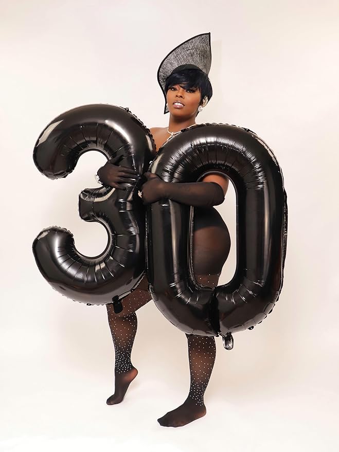 40 Inch Number 3 Balloon, Three Black Happy Birthday Balloons for Girls Boys Babies, Number Balloons for 3 13 23 30 Wedding Bridal Shower Anniversaries Party