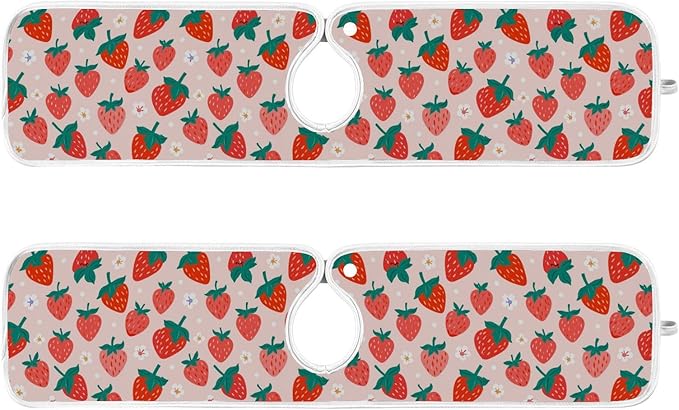 Kitchen Faucet Absorbent Mat,Strawberry Summer Berry Water Splash Guard for Sink, Faucet Drip Catcher Thicken Sponge Microfiber Faucet Water Catcher Mat Sink Absorbent Mat for Kitchen 14x5in 2 Pack