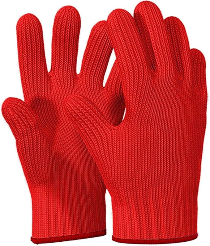 Killer's Instinct Outdoors 1 Pair Heat Resistant Gloves Oven Gloves Heat Resistant with Fingers Red Mitts Kitchen Pot Holders Cotton Mitts Red Kitchen Holders Double Set