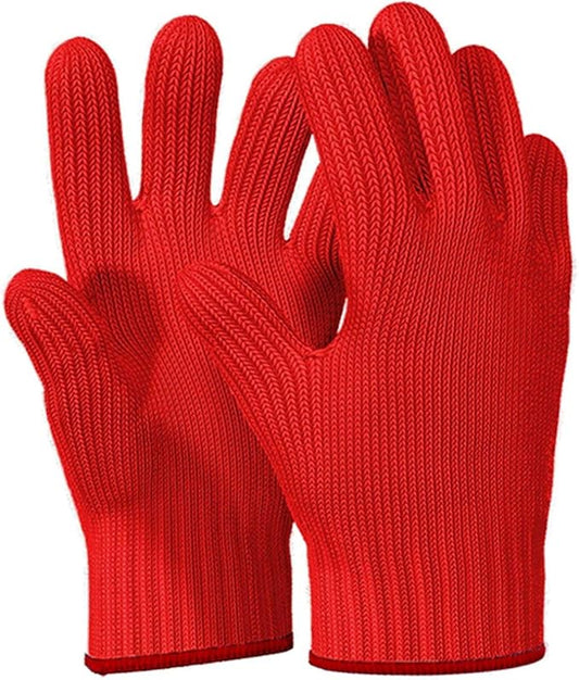 Killer's Instinct Outdoors 1 Pair Heat Resistant Gloves Oven Gloves Heat Resistant with Fingers Red Mitts Kitchen Pot Holders Cotton Mitts Red Kitchen Holders Double Set