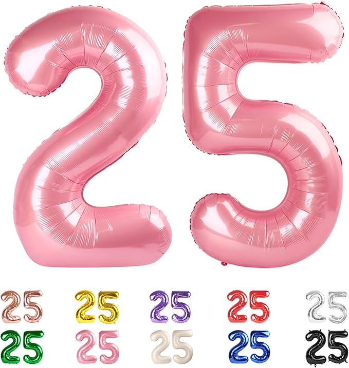 25 Balloon Numbers, 25th Birthday Decorations for Women Men, Number 52 Balloons 40 In Pearl Pink Birthday Party Decorations for Wedding, Celebration Party, Graduations