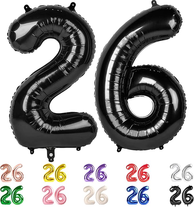 Numbers 26 Balloons, 26 Balloons, 26th Black Party Decorations 40 In Big 26th for Girl Boys Engagement, Wedding, Celebration Party, Graduations, Photo Shoot