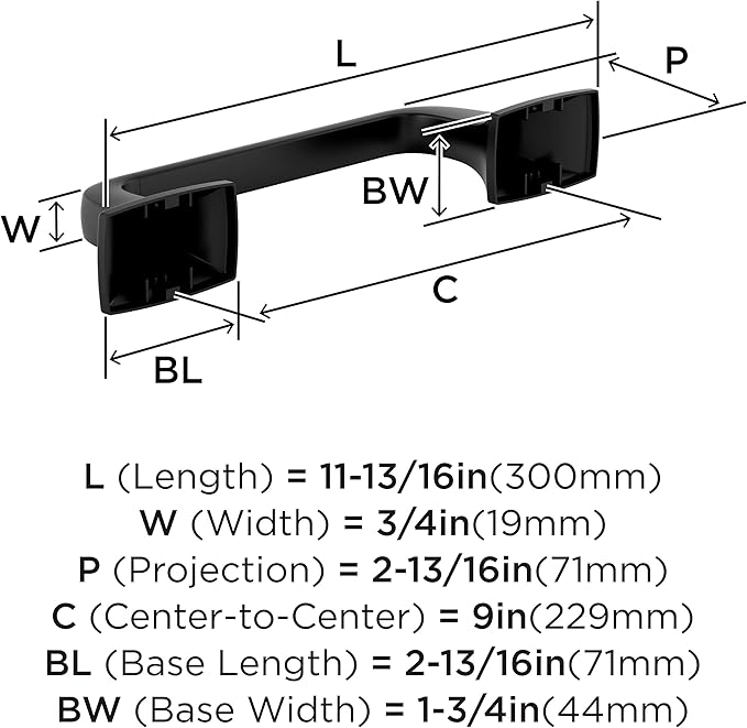 Amerock Highland Ridge Matte Black 9 inch (229mm) Towel Bar, BH36015MB