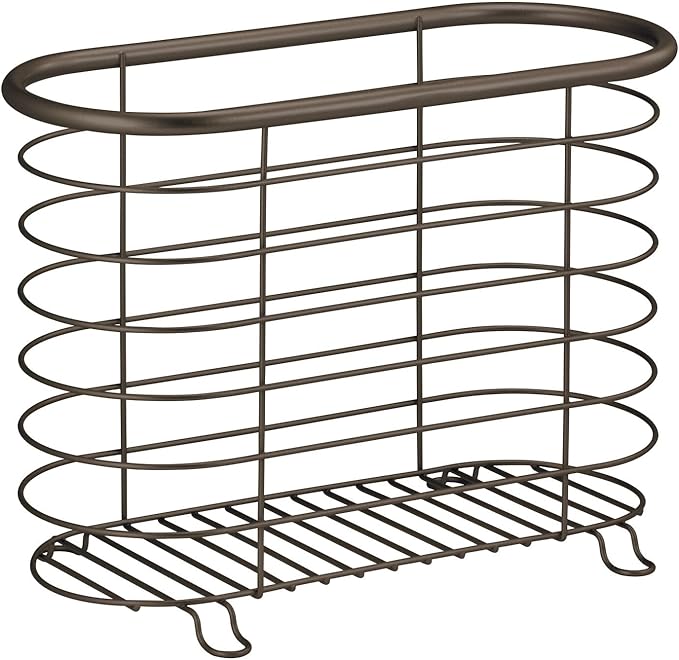 mDesign Newspaper and Magazine Rack for Bathroom, Office, Den - Bronze