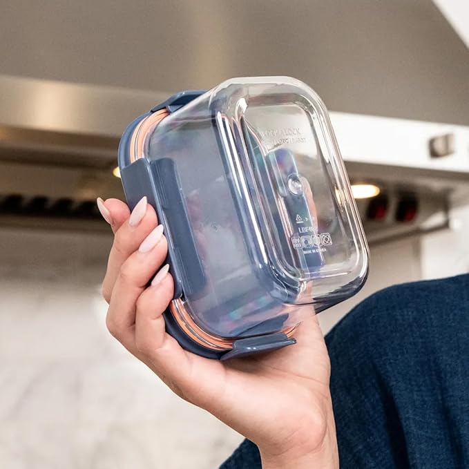 LocknLock LBF405RS7N Modular Plus Food Storage Container,14 set (7 containers & 7 Lids)- Navy