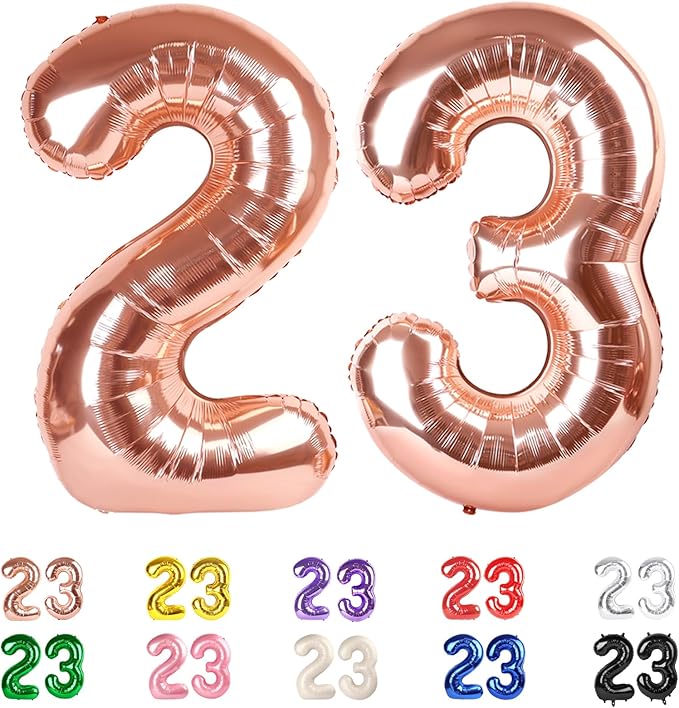 23 Balloon Numbers, 23rd Birthday Decorations for Women Men, Numbers 32 Balloons 40 In Rose Gold 32nd Birthday Party Decorations for Wedding, Celebration Party, Graduations