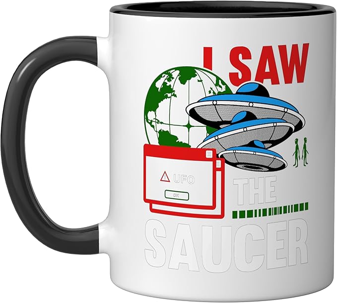 UFO, UAP, Space, Space, Unknown Flight Object, Alien Ceramic Mug, Black/White