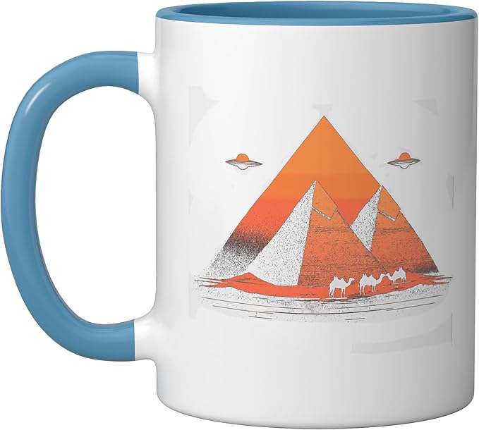Alien Saucer Cryptid Extraterrestrial Beings Ceramic Mug, Blue/White