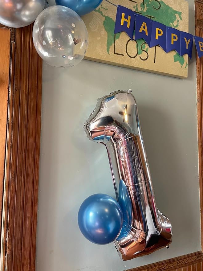 18 Balloons Number 40 Inch, Silver Birthday Decorations For Women Men, Big Number Balloons for 18 81 Wedding, Anniversaries, Celebration, Graduation