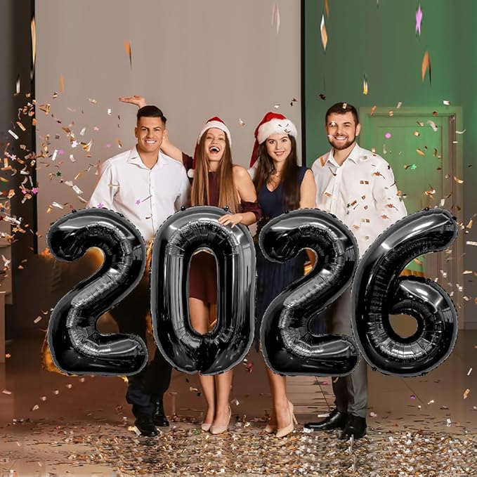 2026 Balloons New Years Balloons 40 Inch Black 2026 Balloon Numbers for Happy New Year 20 26 Decorations New Years Eve Balloon Globos De Fin De Año for Graduation Nye Decor Party Supplies