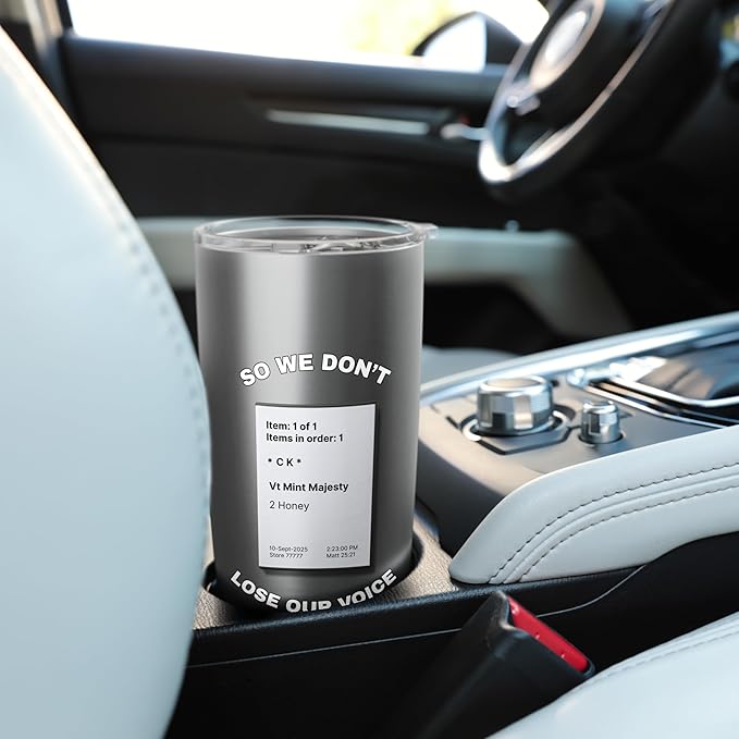 So We Don't Lose Our Voice Mint Majesty Tea Order Tea Label Stainless Steel Insulated Tumbler