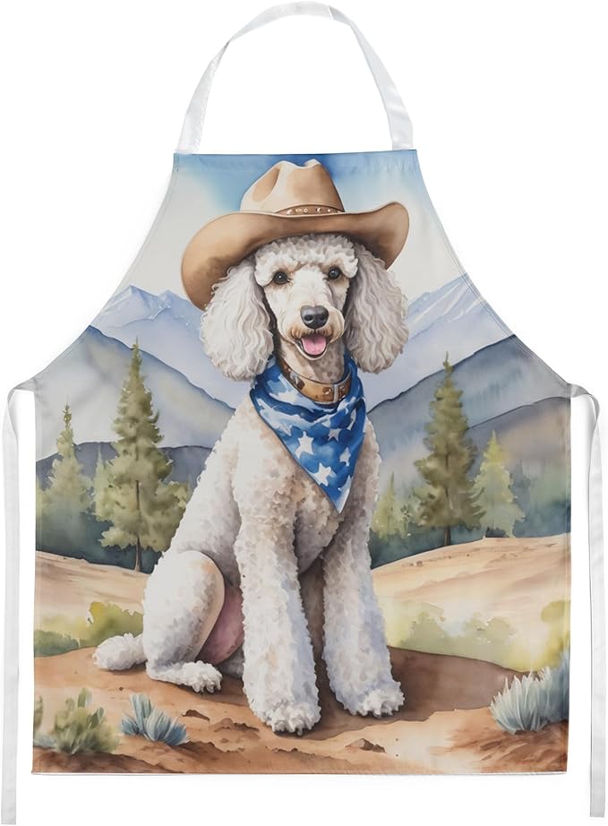 Caroline's Treasures Poodle Cowboy Welcome Apron Cooking Kitchen Server Baking Crafts Gardening for Adult Women Men, Unisex, Large, Multicolor