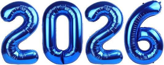 2026 Balloon Numbers - 40 Inch Navy Blue New Years Eve Party Supplies 2026, Nye Decor Party Decorations Happy New Year, New Years Eve Foil Party Balloons, Graduation Party Decorations