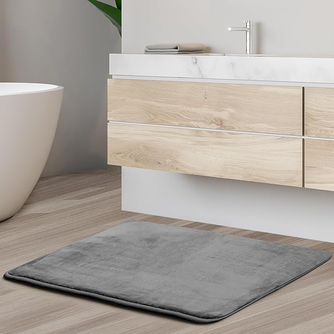 Clara Clark Bathroom Rugs, Velvet Memory Foam Bath Mat, Non-Slip Bath Rugs, Machine Wash, Dries Quickly, Ultra Soft Plush Bath Mats for Bathroom,