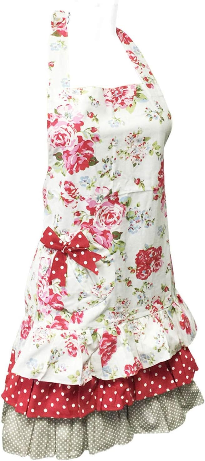 Wrapables Mother and Daughter Ruffles and Roses Apron for Baking, Cooking & Crafts, Adult