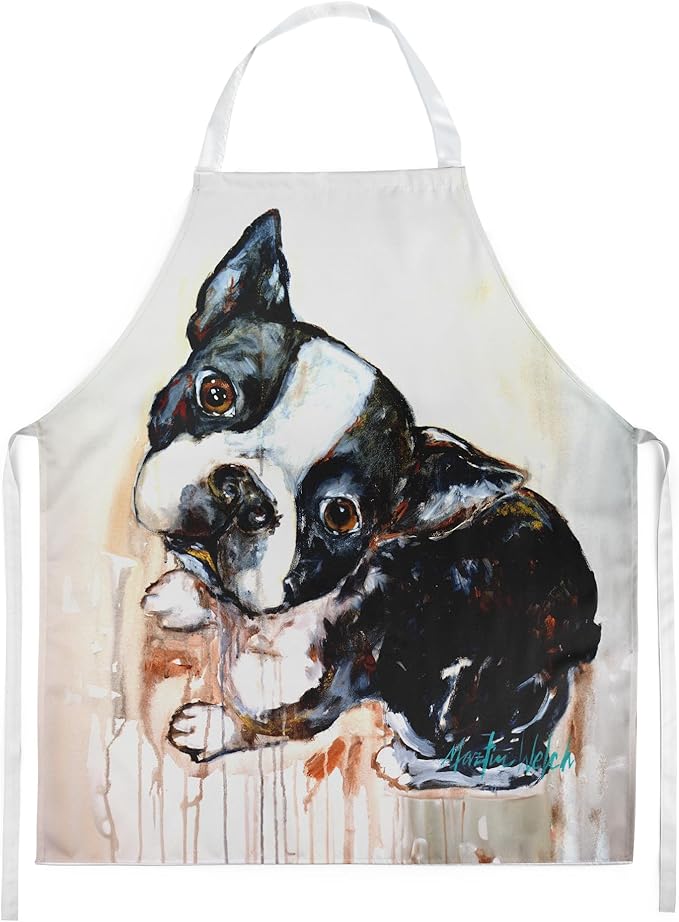 Caroline's Treasures Boston Terrier The Look Apron Cooking Kitchen Server Baking Crafts Gardening for Adult Women Men, Unisex, Large, Multicolor