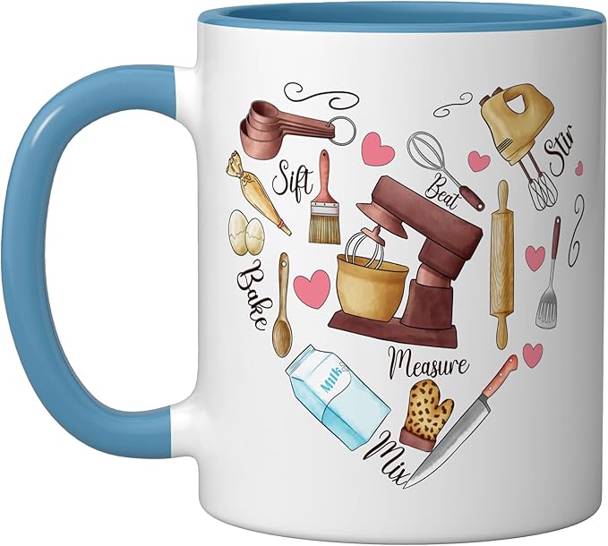 Baker Cooking Culinary Pastry Chef Baking Cook Bake Love Ceramic Mug, Blue/White
