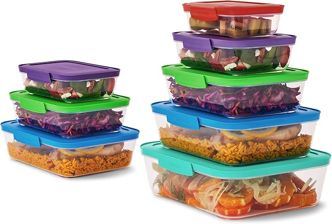Sistema Nest It Meal Prep Food Storage Containers with Lids, 8-Pack of Assorted Sizes, Airtight & Leak-Resistant, Dishwasher, Microwave, & Freezer-Safe, BPA-Free