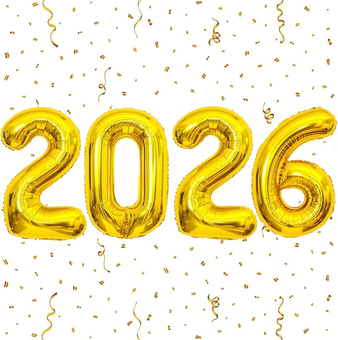 Gold 2026 Balloons - 40 inch Number Balloon - Graduation Balloons for Class of 2026 Decorations - Congrats Grad Balloons for Graduation Decorations 2026 - Grad Party Decor Supplies