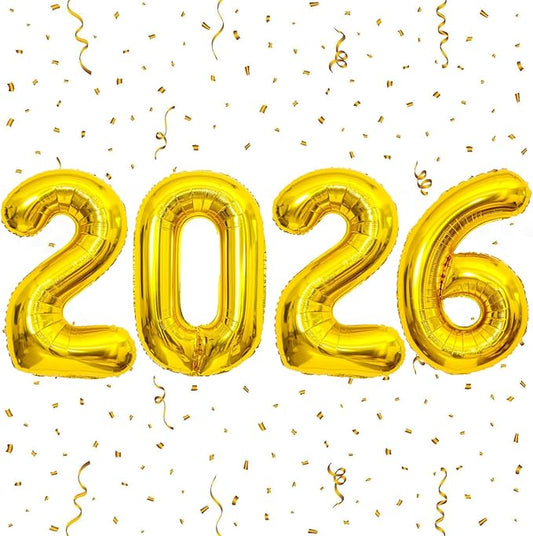Gold 2026 Balloons - 40 inch Number Balloon - Graduation Balloons for Class of 2026 Decorations - Congrats Grad Balloons for Graduation Decorations 2026 - Grad Party Decor Supplies