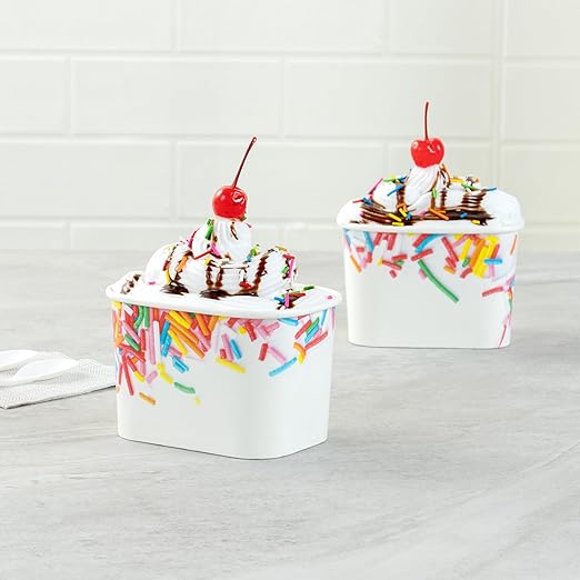 Coppetta 12 Ounce Dessert Cups, 50 Greaseproof Ice Cream Cups - Lids Sold Separately, For Hot And Cold Foods, White Paper Yogurt Bowls, Festive Sprinkle Design, Disposable, Sturdy- Restaurantware