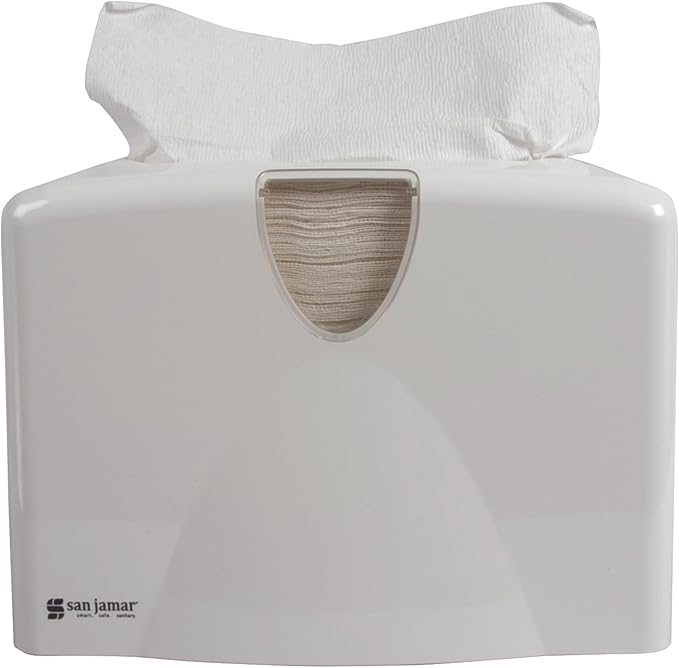 San Jamar Paper Towel Dispenser Countertop Towel Holder, Holds Multifold, C-Fold, Or Singlefold Towels for Bathroom, Restaurants, Cafes, Fast Food, Plastic, 9 X 12.25 X 6 Inches, White